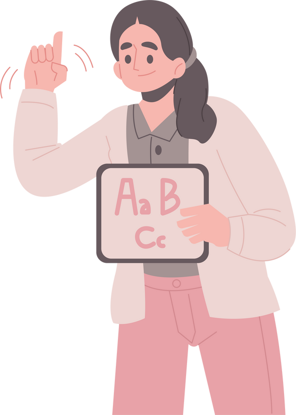 Cartoon Female Teacher Teaching Alphabet